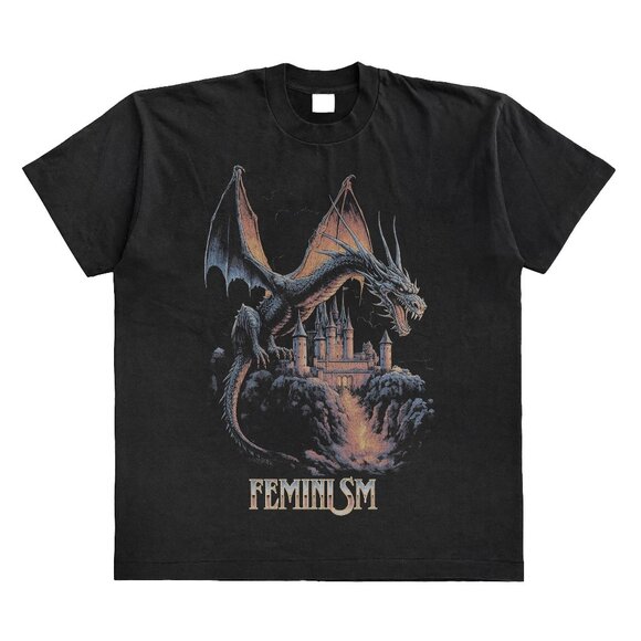Feminism Dragon Dark Fantasy Art Meme Fan Gift Graphic Statement T-shirt 159 - Picture 1 of 5